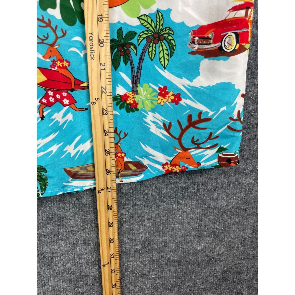 SSLR‎ Button Down Shirt Mens S Blue Excellent Surfing Santa Christmas Tropical - Picture 11 of 12